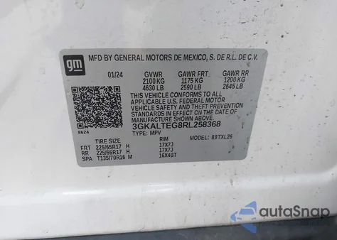 2024 GMC Terrain Awd Sle z USA, uszkodzony, nr VIN 3GKALTEG8RL258368